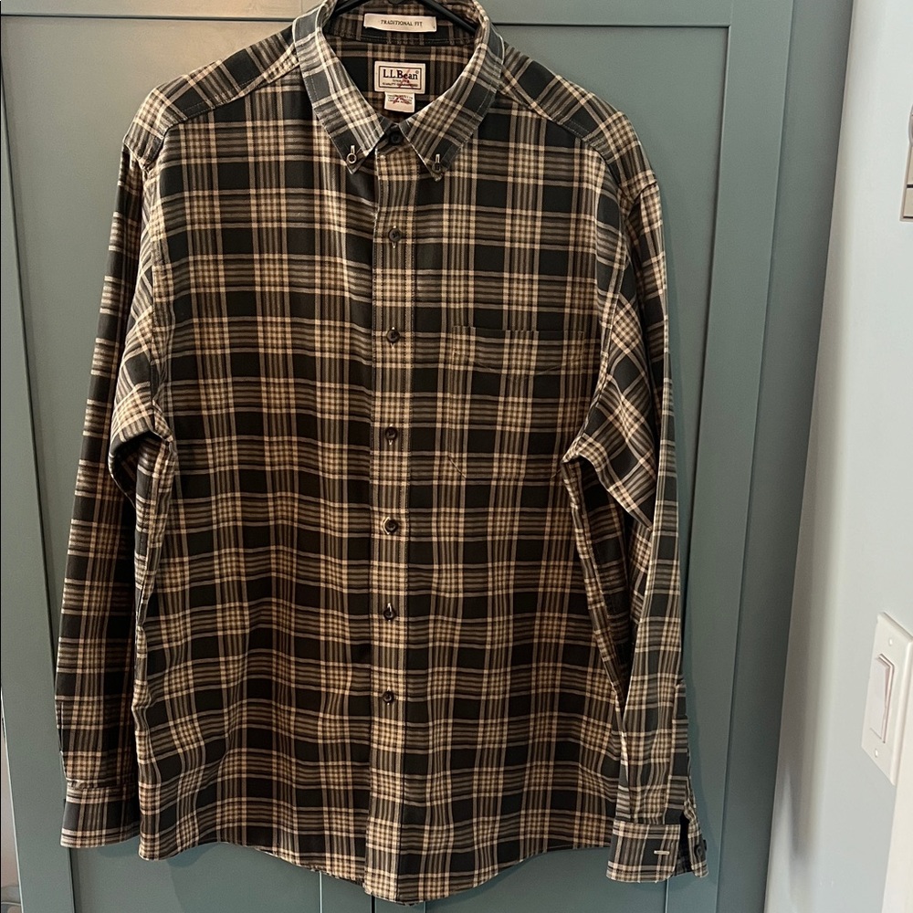 LL Bean Brushed Cotton Twill Shirt Sz L